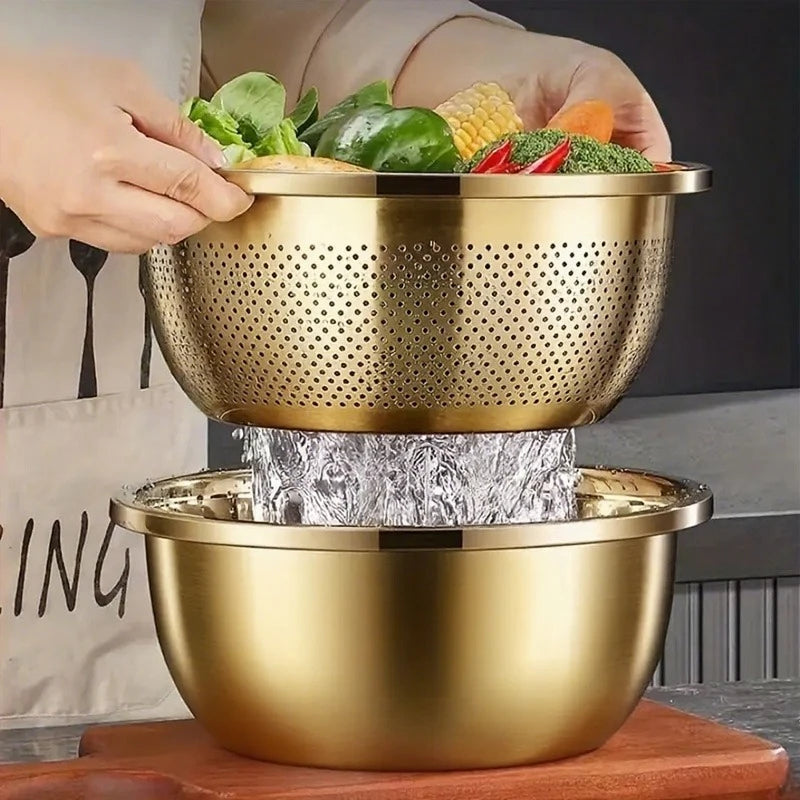 Juego de colador y vaporera de acero inoxidable de 2 piezas | Vaporera apta para lavavajillas para arroz, pasta y verduras | Herramientas duraderas, a prueba de óxido y que ahorran espacio