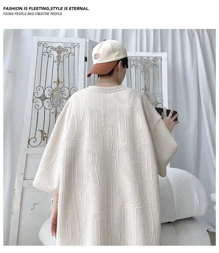 Ensemble d'été homme 2026 — T-shirt décontracté et short en tissu gaufré, survêtement uni ample