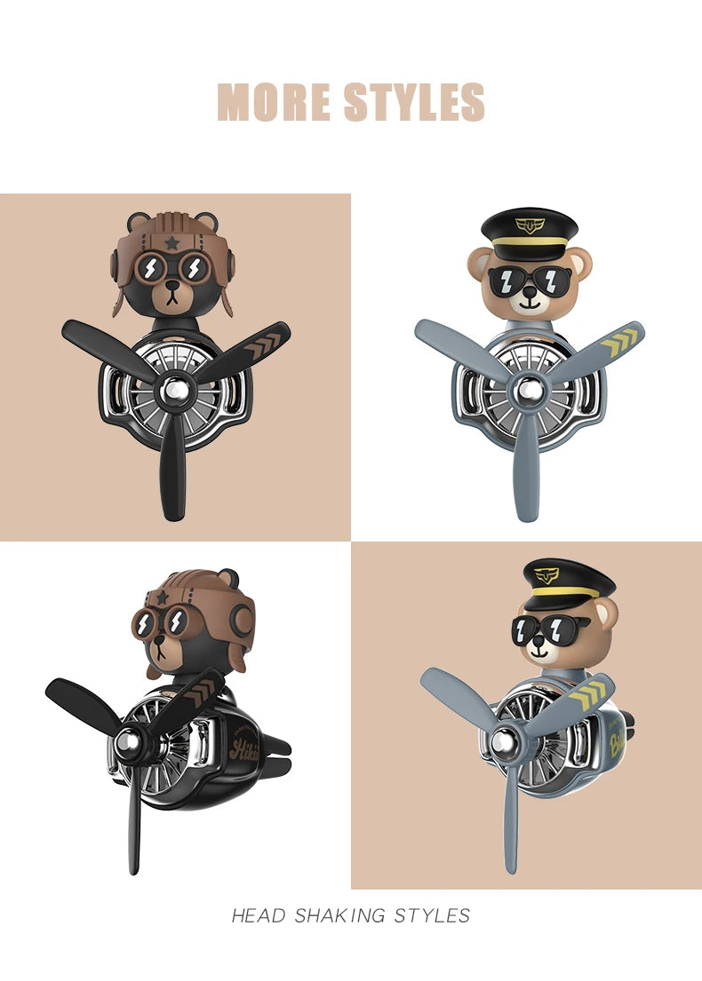 Inodore bricolage parfum ornement avion pilote ours voiture désodorisant décoration accessoires arôme évent clip parfumé diffuseur hommes
