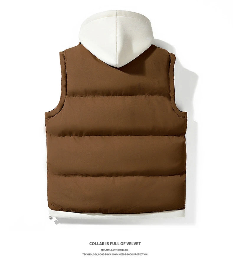 Chaqueta de invierno con capucha para hombre, abrigo de plumón de algodón, chaleco grueso, chaleco cálido, abrigo casual