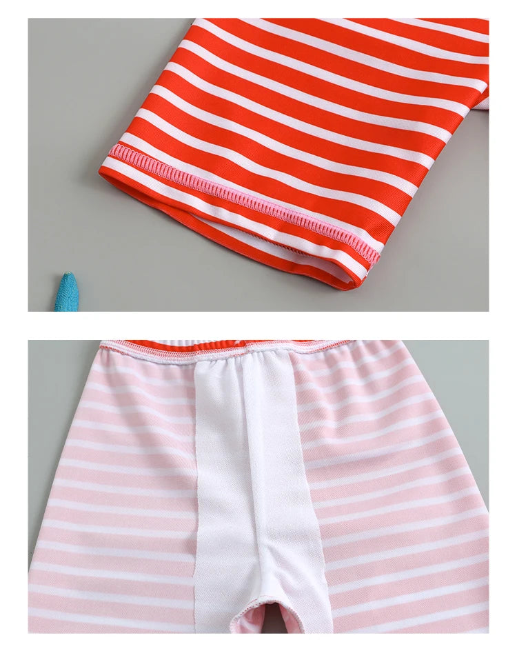 Garçons filles dessin animé mignon maillots de bain printemps été plage vêtements ensemble Protection solaire à manches longues maillots de bain enfants maillot de bain