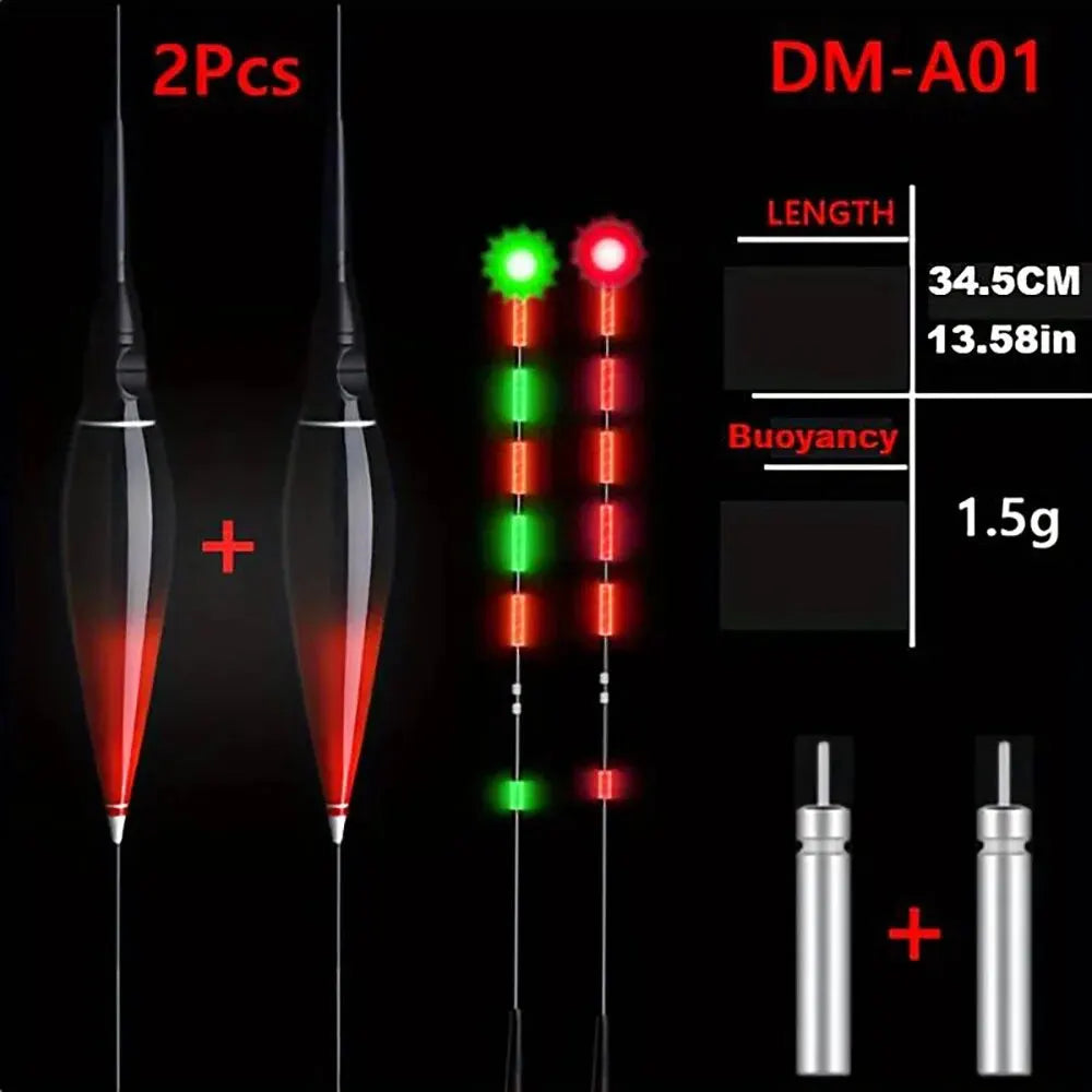 Flotteur de Pêche LED Intelligent x2 — Indication Morsure Couleur Changeante