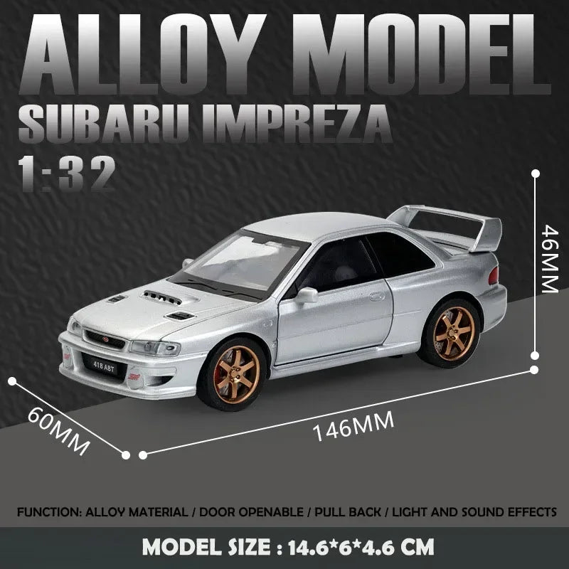 Simulation 1:32 Subaru Impreza WRX 22B STI Modified Diecast Alloy Metal Car Model Miniature Car for Kids Boys Birthday Gift