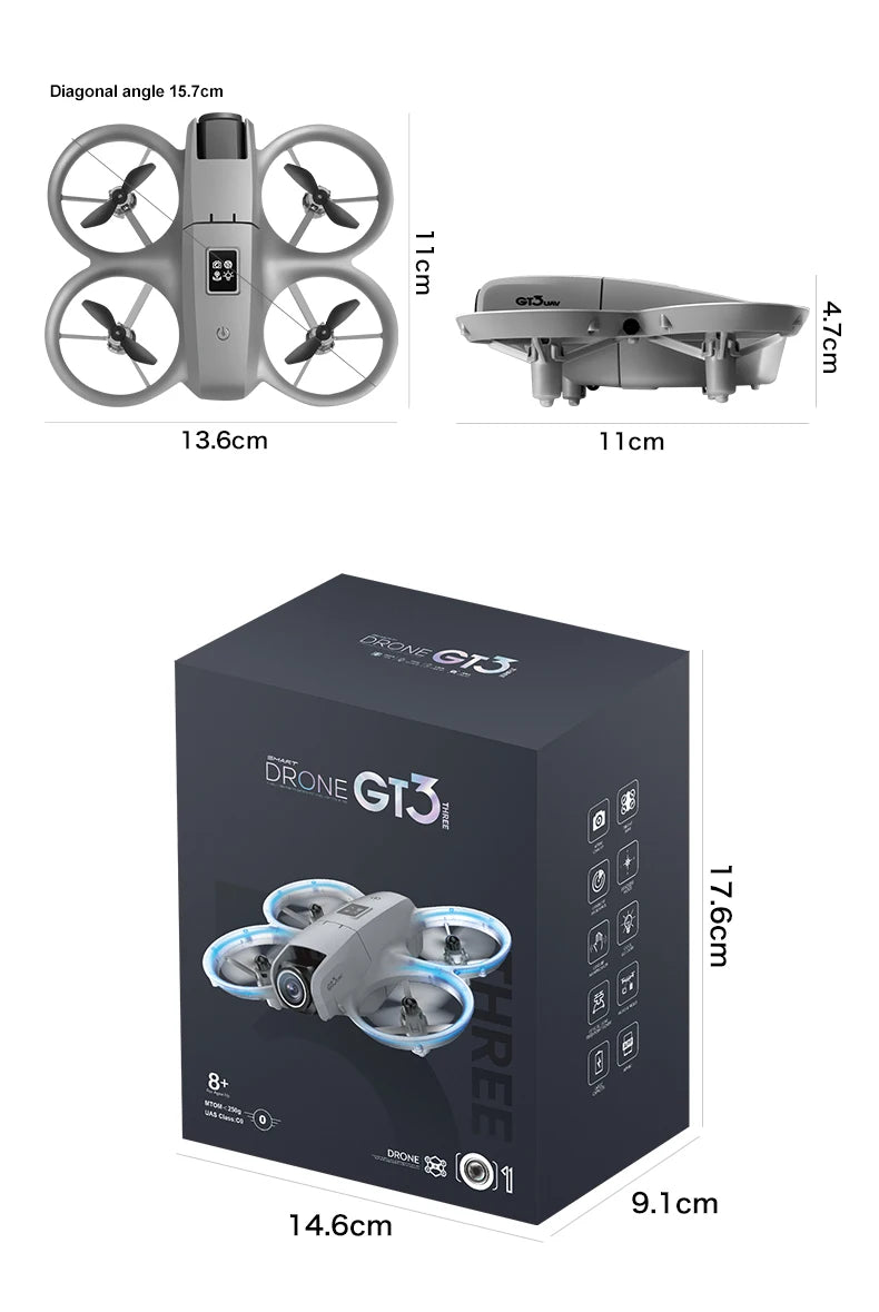 Drone 8K HD grand écran — positionnement flux optique, moteur brushless, évitement intelligent d'obstacles