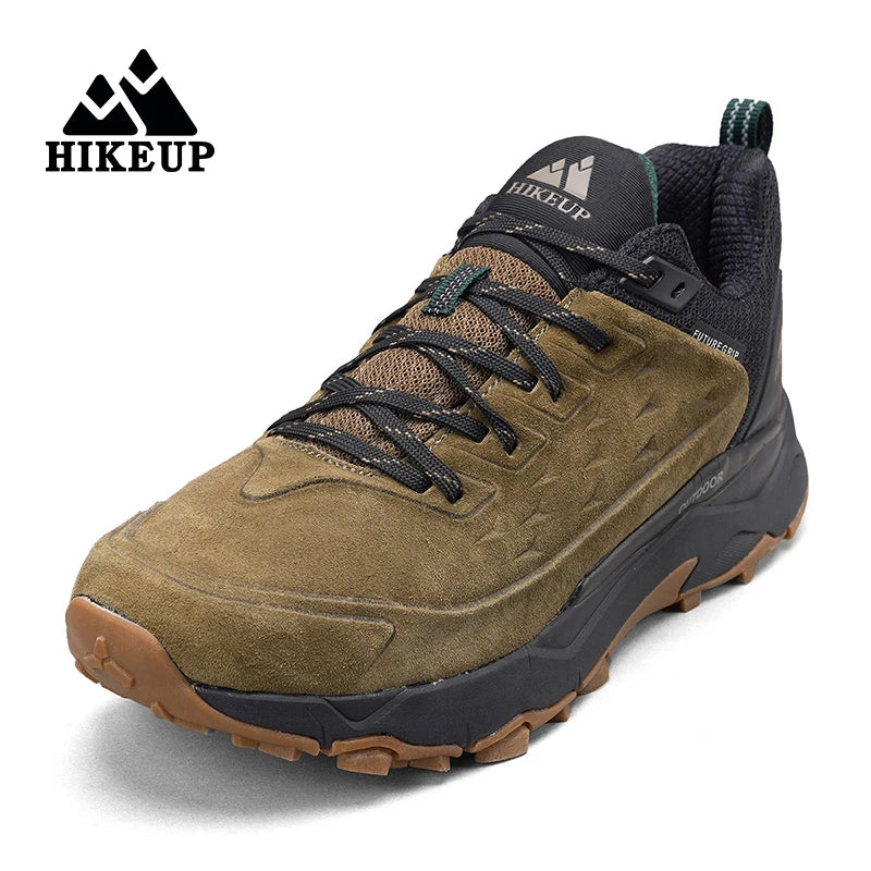 HIKEUP chaussures de randonnée pour hommes Sports de plein air Camping chasse marche chaussure daim cuir véritable respirant Sneaker antidérapant