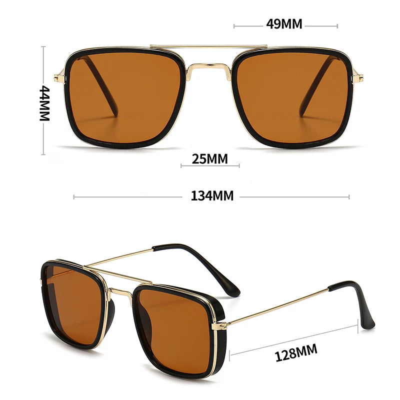 Lunettes de soleil rétro à petite monture carrée en métal, lunettes de protection UV, version coréenne, mode européenne et américaine
