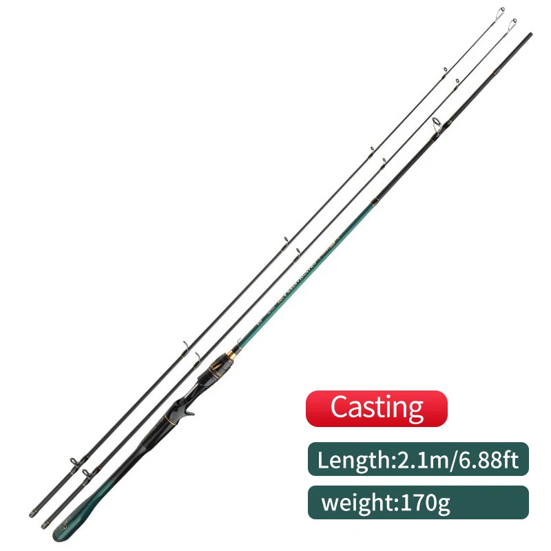 Canne à pêche ROLLFISH 2 Tips légère en fibre de carbone, puissance M/MH, spinning et casting, eau douce et eau salée