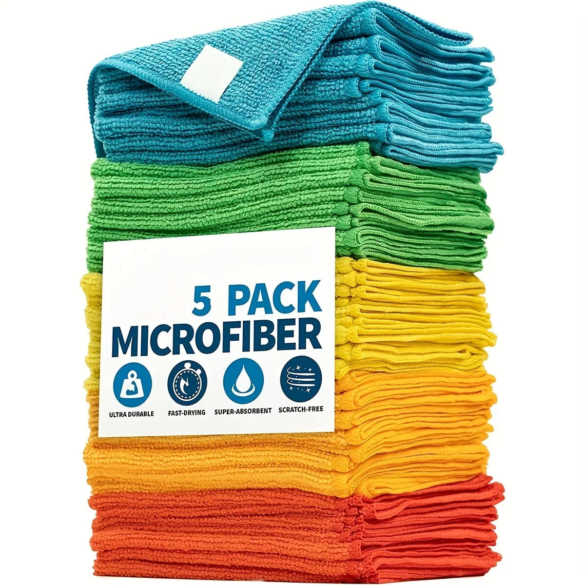 5/10/20/50pcs paño de limpieza de microfibra, paño de cocina, paño de limpieza para el hogar, toalla de limpieza de cocina, baño, toalla absorbente duradera