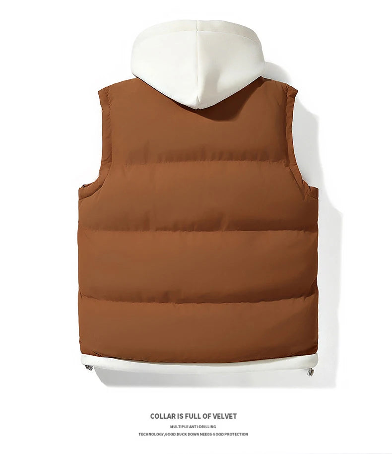 Chaqueta de invierno con capucha para hombre, abrigo de plumón de algodón, chaleco grueso, chaleco cálido, abrigo casual