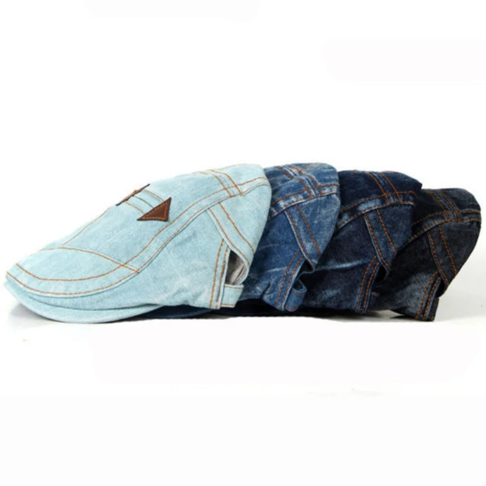 Béret Jean Denim Unisexe — Casquette Plate Mode Printemps Été