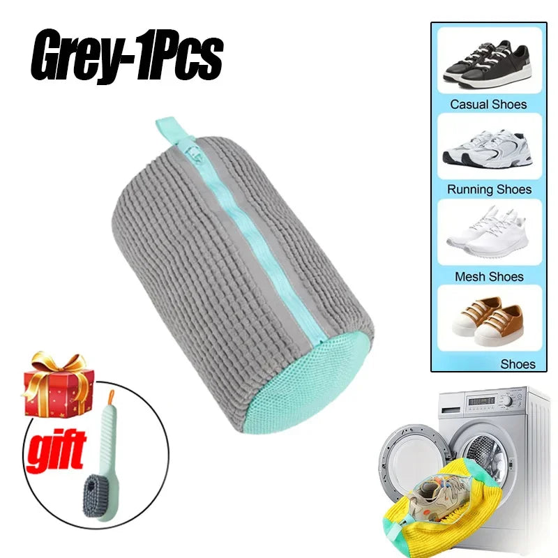 Sacs à linge, sac pour Machine à laver les chaussures, avec fermeture éclair, avec riche peluches à l'intérieur, parfait pour les baskets et les chaussures décontractées