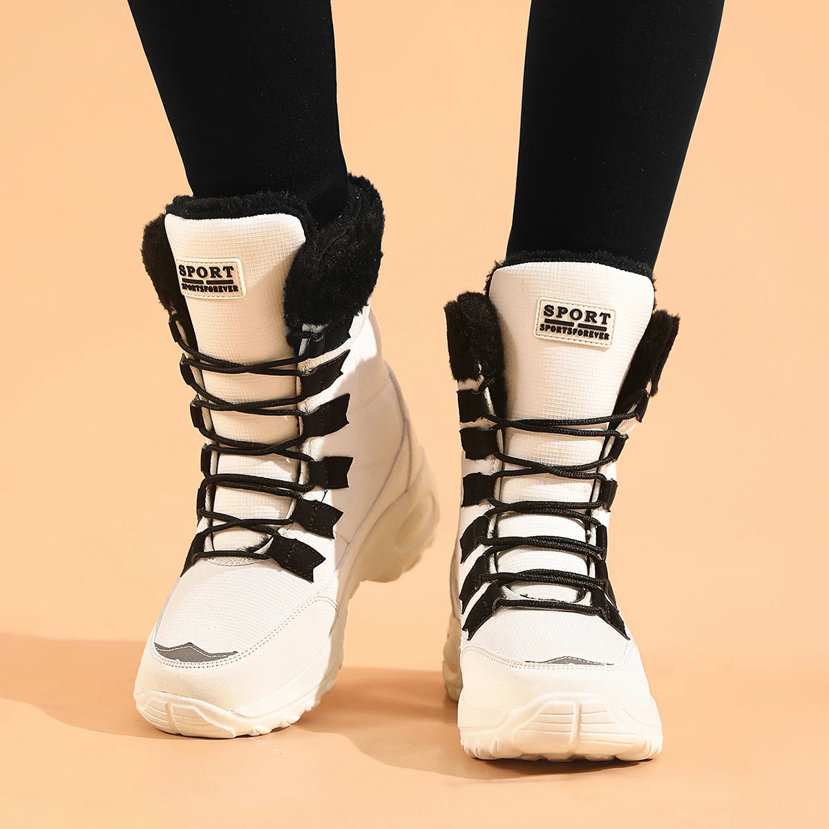 Botas de mujer con cordones cómodas impermeables botines Zapatos de mujer invierno cálido de calidad media pantorrilla botas de nieve