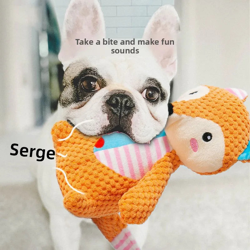 Jouet en peluche pour chien, mignon renard, éléphant, résistant aux morsures, interactif, grinçant, jouet à mâcher, nettoyage des dents de chien, poupée sonore, jouet à mâcher