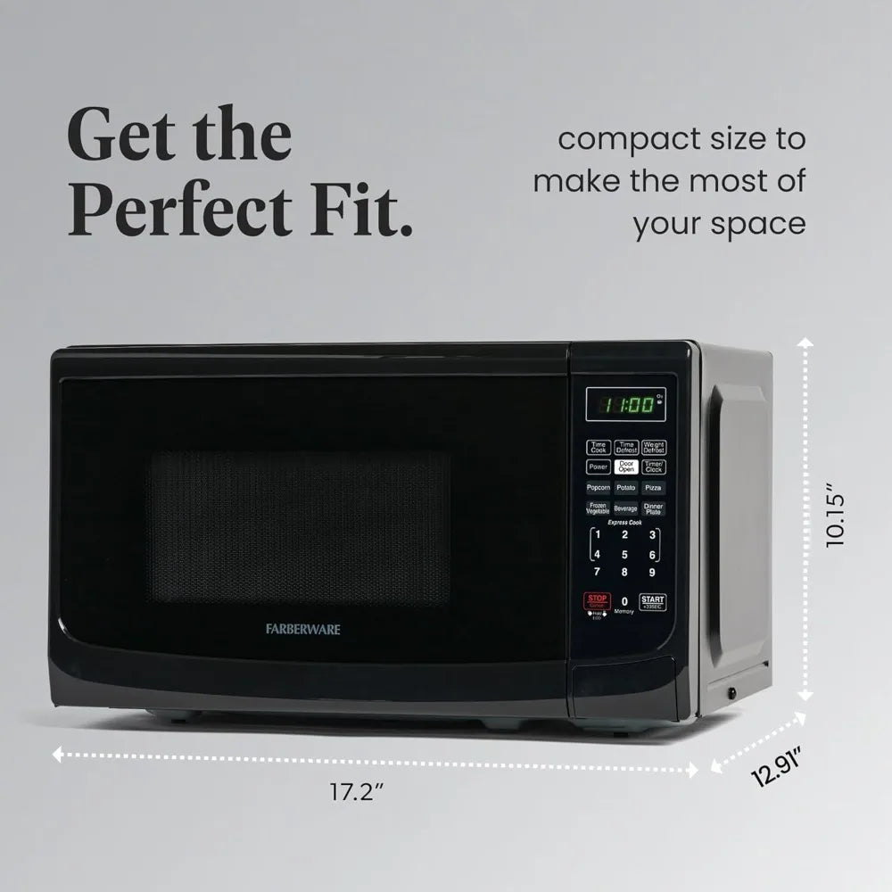 0,7 Cu. Four à micro-ondes de comptoir Ft. – Puissance de 700 watts, programmes de cuisson automatiques, fonction de dégivrage, nettoyage facile et verrouillage de sécurité pour enfants - Noir