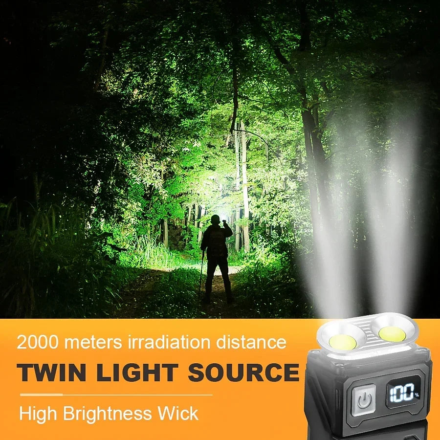 MINI lampe de poche LED Rechargeable par USB, lampe de poche Portable à aimant arrière, lanterne de Camping Super brillante, lumière de secours COB latérale
