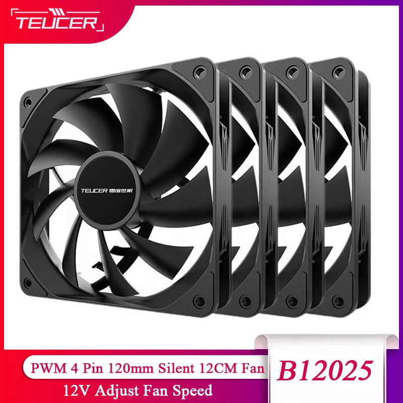TEUCER PC boîtier d'ordinateur ventilateur PWM 4 broches 120mm silencieux 12CM ventilateur CPU refroidisseur ventilateur de refroidissement radiateur de refroidissement ventilateur 12V ajuster la vitesse du ventilateur