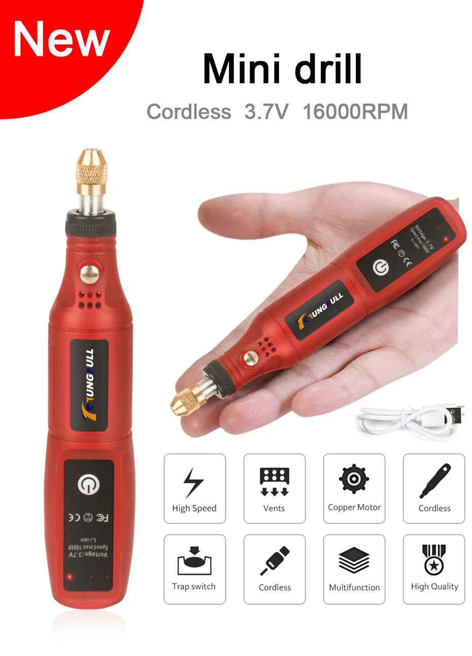Minitaladro eléctrico USB, bolígrafo de grabado inalámbrico, recargable, herramientas Dremel, herramienta rotativa, taladro de mano inalámbrico, minipulidora