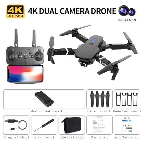 Nouveau Drone E88 Pro WiFi FPV-caméra HD grand Angle 4K/1080P quadrirotor pliable avec maintien d'altitude