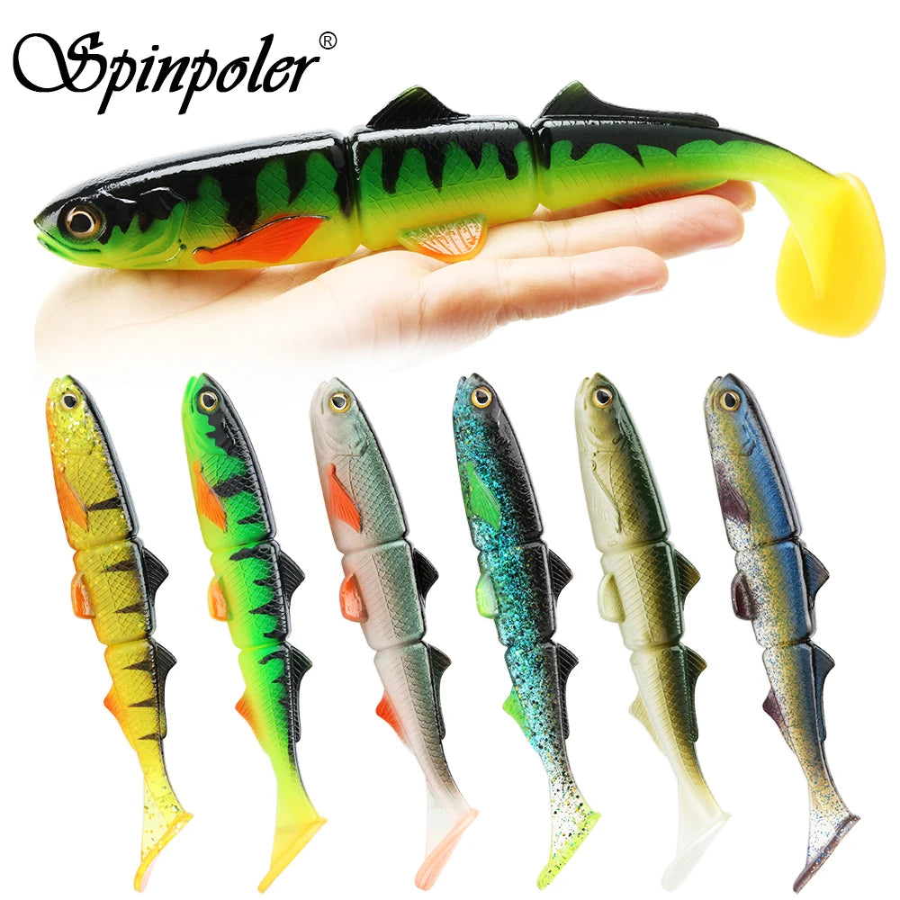 Spinpoler Paddle Tail Swimbait Shad brochet leurre de pêche 16 cm 22 cm appât souple 3 sections articulé Wobbler perche Zander attirail