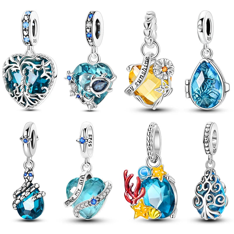 Breloques en argent Sterling 925, pendentifs en perles, arbre de vie, tortue, amour, pierres précieuses, tournesol, pour femmes, Bracelet, bijoux cadeau, nouvelle collection
