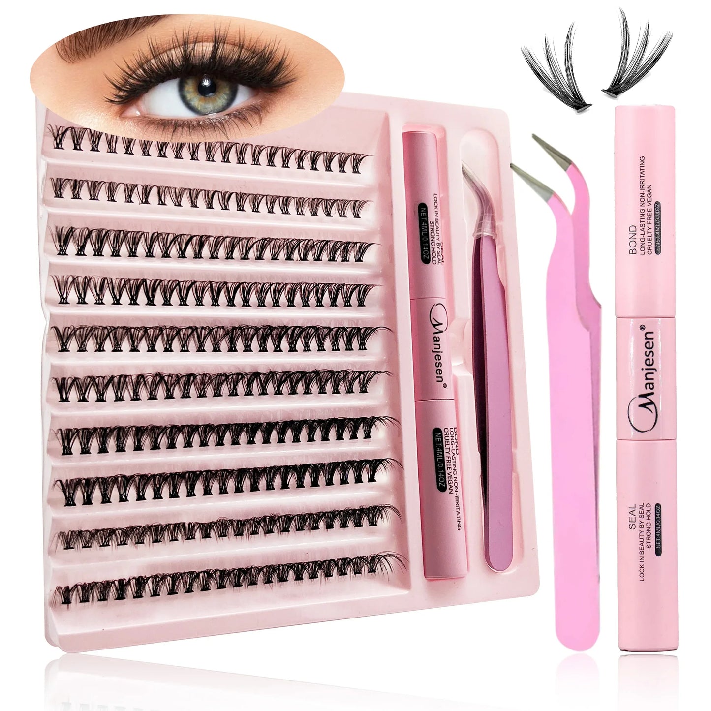 Kit de extensión de pestañas DIY, grupos de pestañas, unión y sellado de pestañas, herramientas de maquillaje para pegar pestañas, accesorios de pegamento, 200 piezas