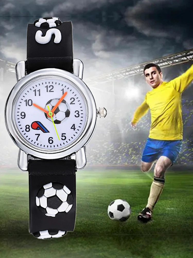 Relojes de fútbol de silicona para niños, diseño único, reloj de pulsera de cuarzo para niños, regalo de cumpleaños