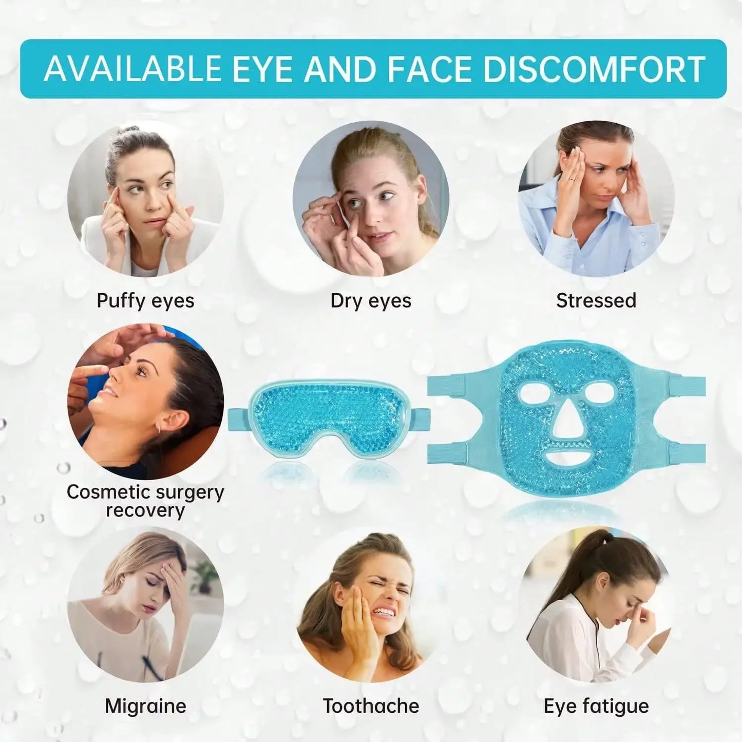 Gel refrescante hielo máscara facial máscara de ojos máscara facial fría y caliente compresa perlas de gel máscara facial fría bolsa de hielo, compresa sueño FaceSPA