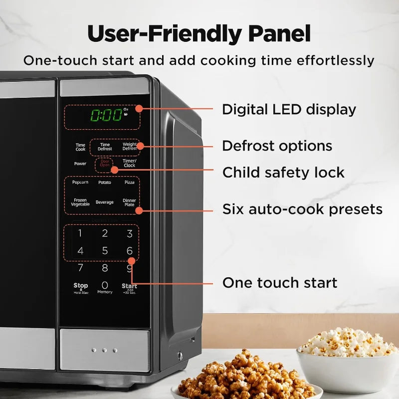 Four à micro-ondes de comptoir 0,9 pi³ — 6 menus automatiques, verrouillage enfant, 10 niveaux de puissance