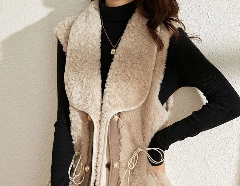 Gilets en peluche d'agneau pour femmes — automne, élégants, nouvelle collection