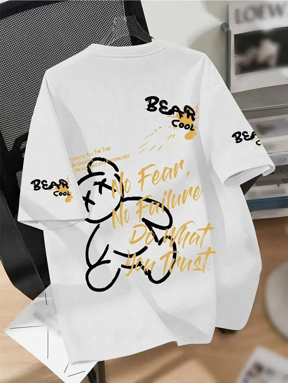 T-Shirt Ours Dessin Animé Homme — Respirant Cadeau Quotidien & Week-End