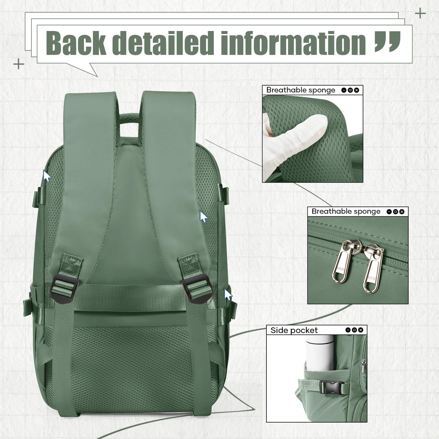 Sac à Dos Cabine Avion 40x20x25 Antivol — Sport Trekking Voyage Homme Femme