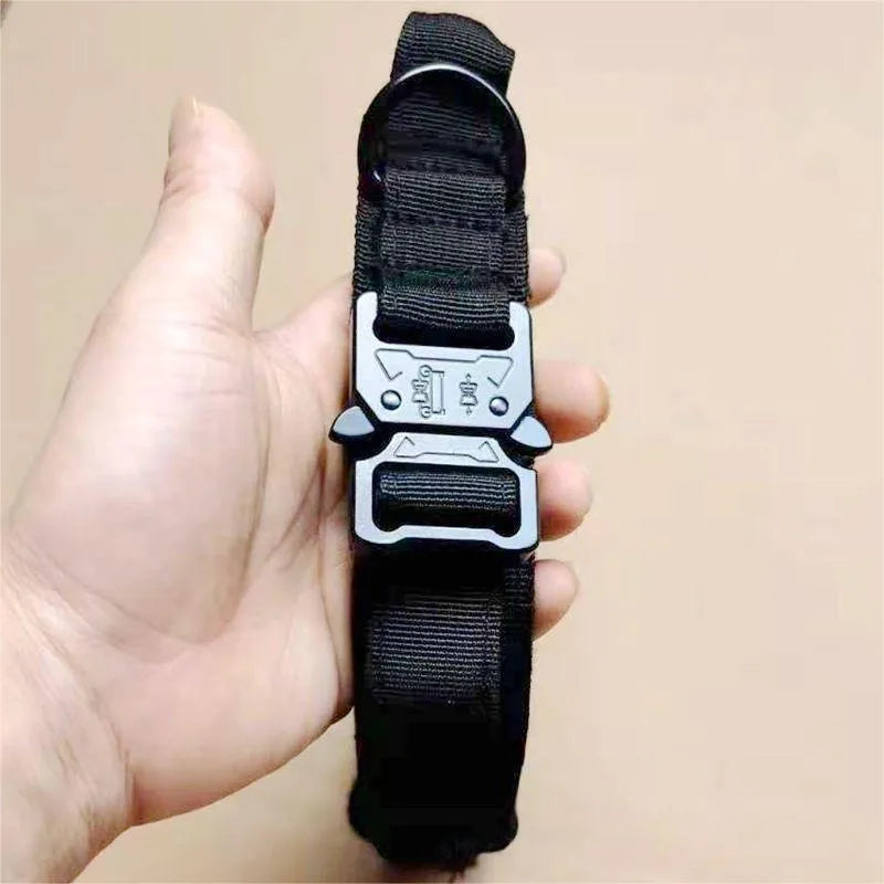 Collier Tactique Nylon pour Chien — Poignée Réglable, Robuste, Taille Moyenne & Grande