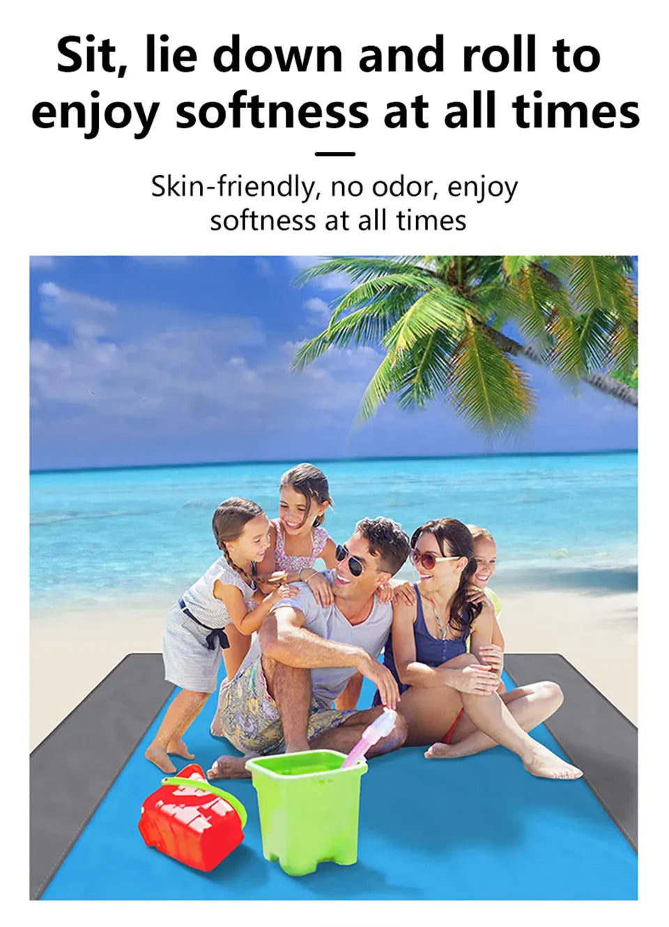 Couverture de plage anti-sable 200x210cm, imperméable, portable, légère, pour pique-nique, camping, voyage, randonnée, sport