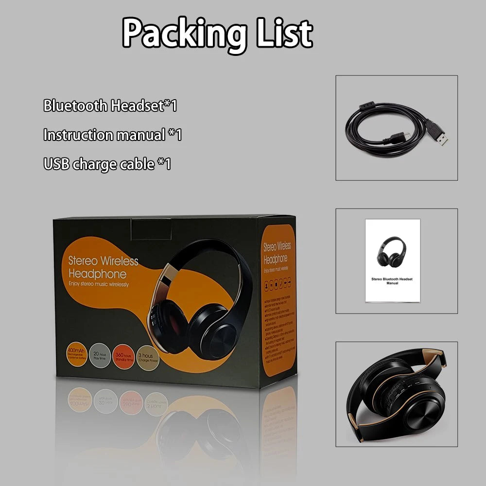 Casque Bluetooth sans fil pliable stéréo avec microphone – Sport et mains libres pour MP3 et smartphone
