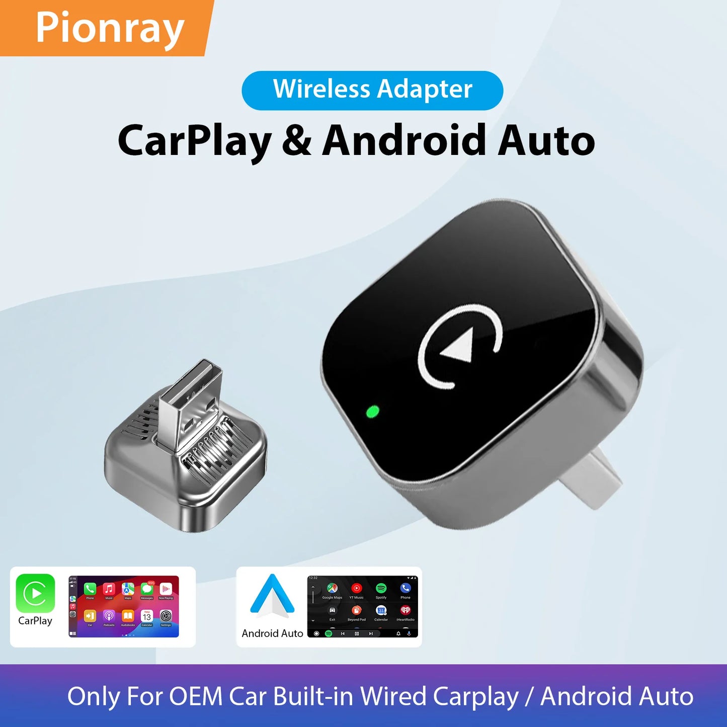Adaptateur sans fil 2 en 1 pour voiture — WiFi 5G rapide, Plug and Play, USB-C