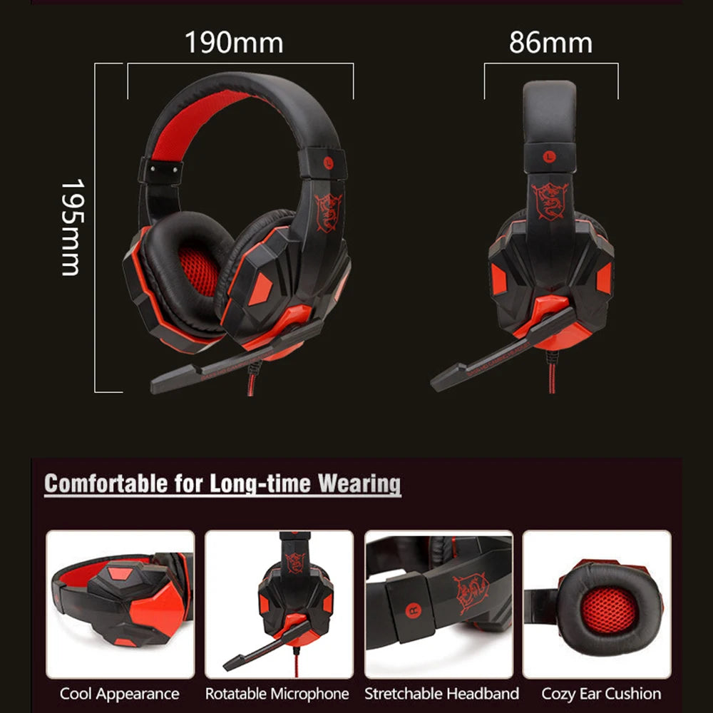 3.5mm Wired Gaming Headset PC Stereo Bass Gamer Headphone Phone Laptop Earphone Headset with Microphone for PS4 Xbox One Switch