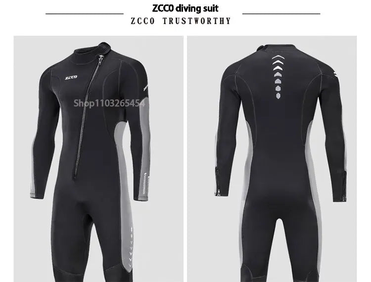 Combinaison de plongée en néoprène pour hommes, 3MM, manches longues, plongée en apnée, une pièce, Surf, pêche, maillots de bain thermiques