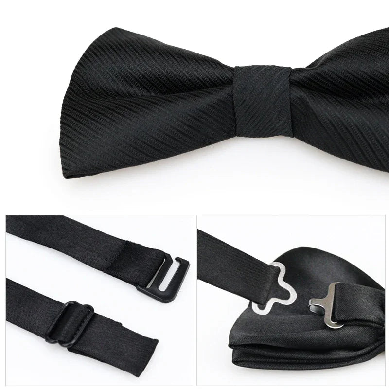 1 pieza pajarita para hombre, pajarita negra para boda, corbata de lazo ajustable, pajarita clásica, corbata de mariposa, corbata doble para adulto, regalo de negocios