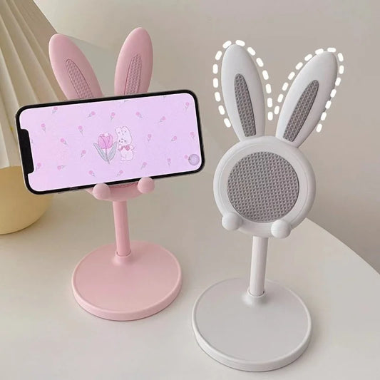 El bonito soporte para teléfono móvil de conejo, puede levantar y ajustar los accesorios de teléfono de escritorio, soporte para teléfono, empuñadura para teléfono