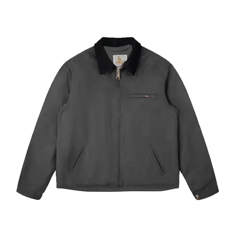 Veste automne-hiver en toile lavée vintage — doublure décontractée, style Detroit, vêtements de travail