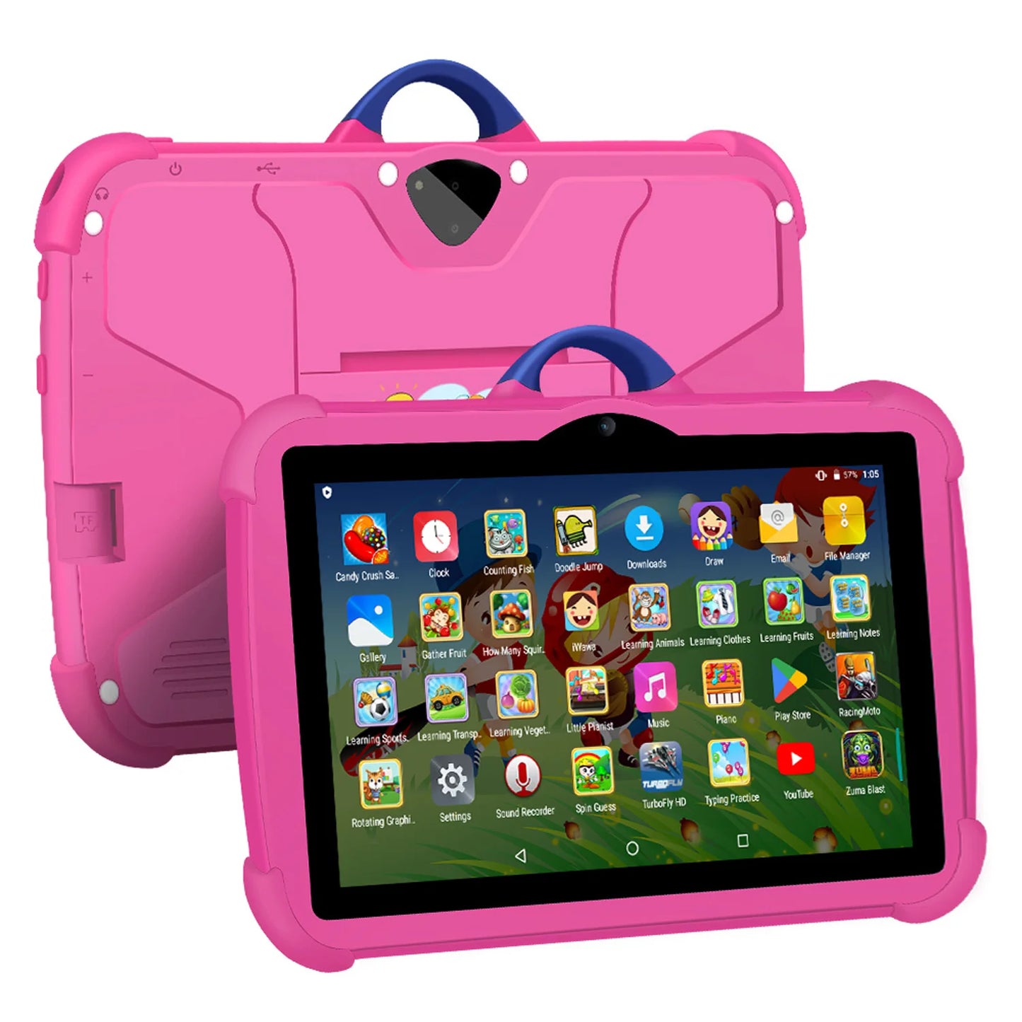 Nueva tableta de dibujos animados para niños de 7 pulgadas, Quad Core, 4 GB de RAM, 64 GB de ROM, Android, juegos educativos, regalos para niños