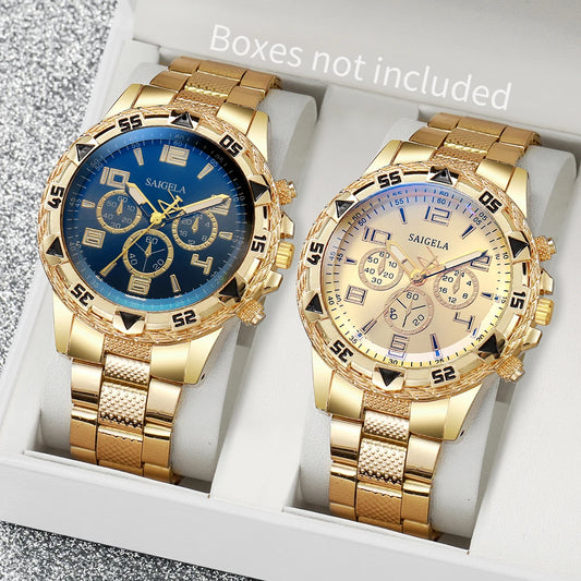 Ensemble Montres Quartz Affaires Homme 2 Pièces — Cadran Arabe Acier Mode