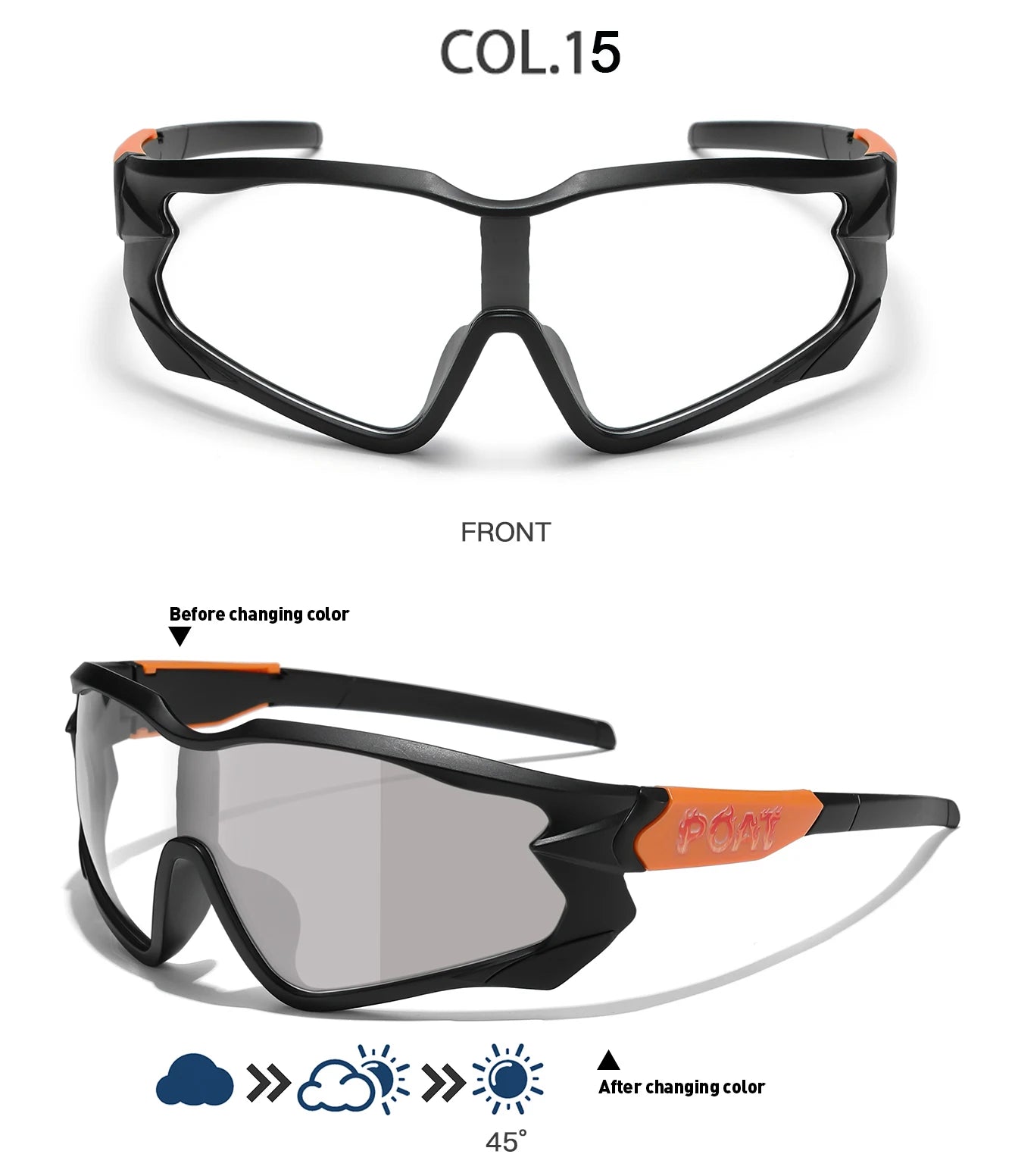 POAT tout nouveau Style lunettes de soleil photochromiques sport hommes femmes vtt vélo lunettes de vélo cyclisme pêche lunettes de course