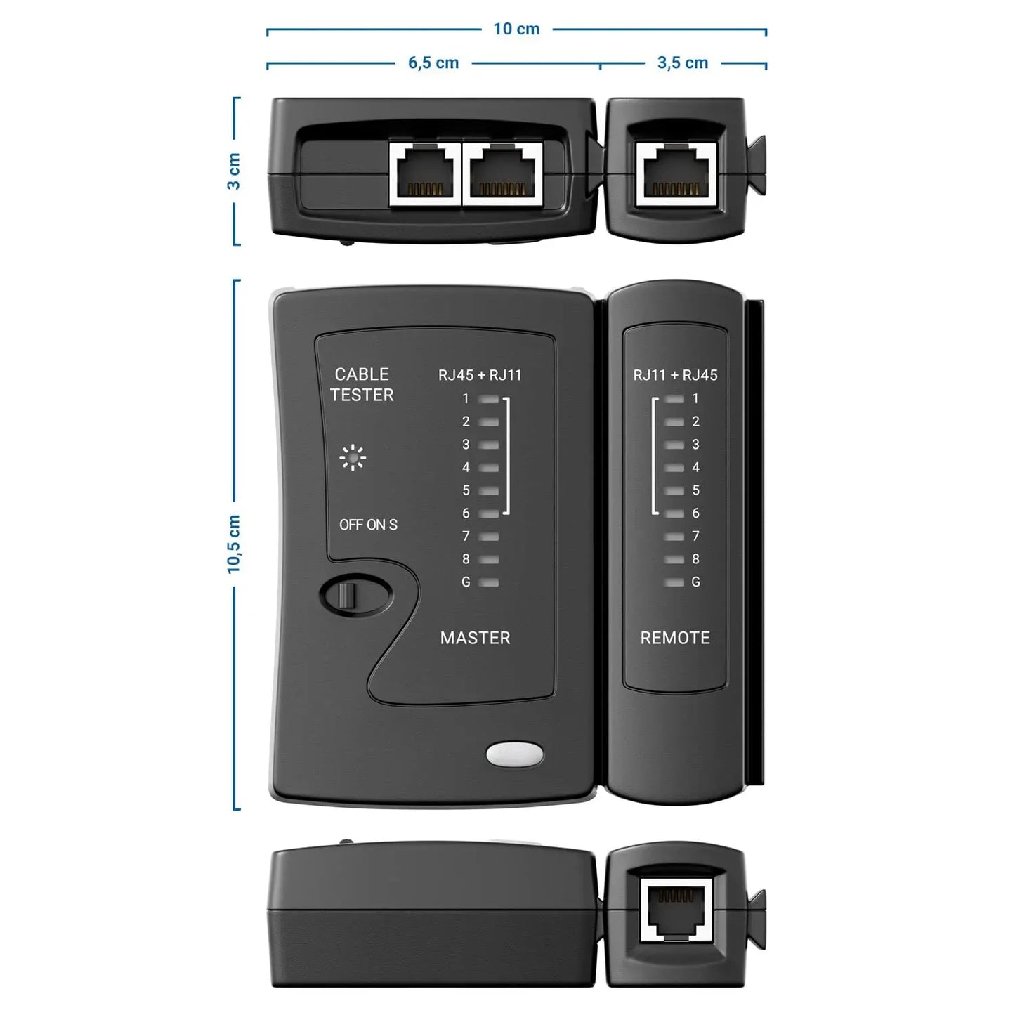 ZoeRax-Comprobador de cable Ethernet, LAN RJ45 Cat5 Catinspectados Cat6 Cat6a Cat7 UTP/cable blindado y RJ11 RJ12