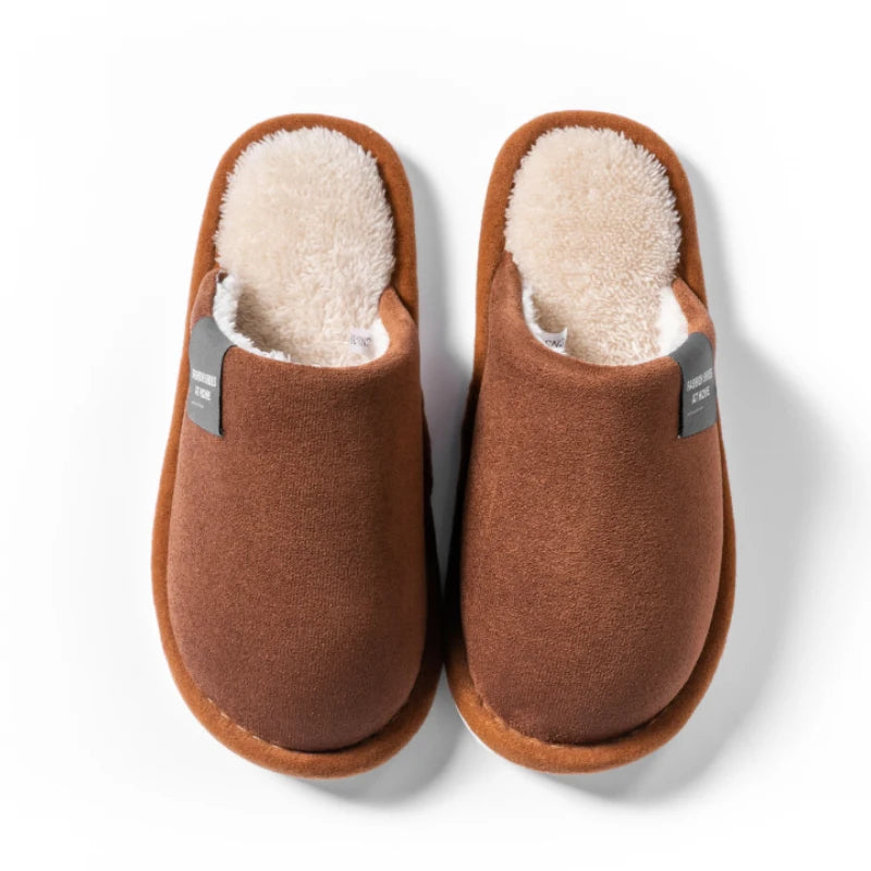 Winter Warm Slippers Men Home Non-Slip Soft Shoes Comfortable Flat Heel Indoor House Plush Slippers Bedroom Women Shoes