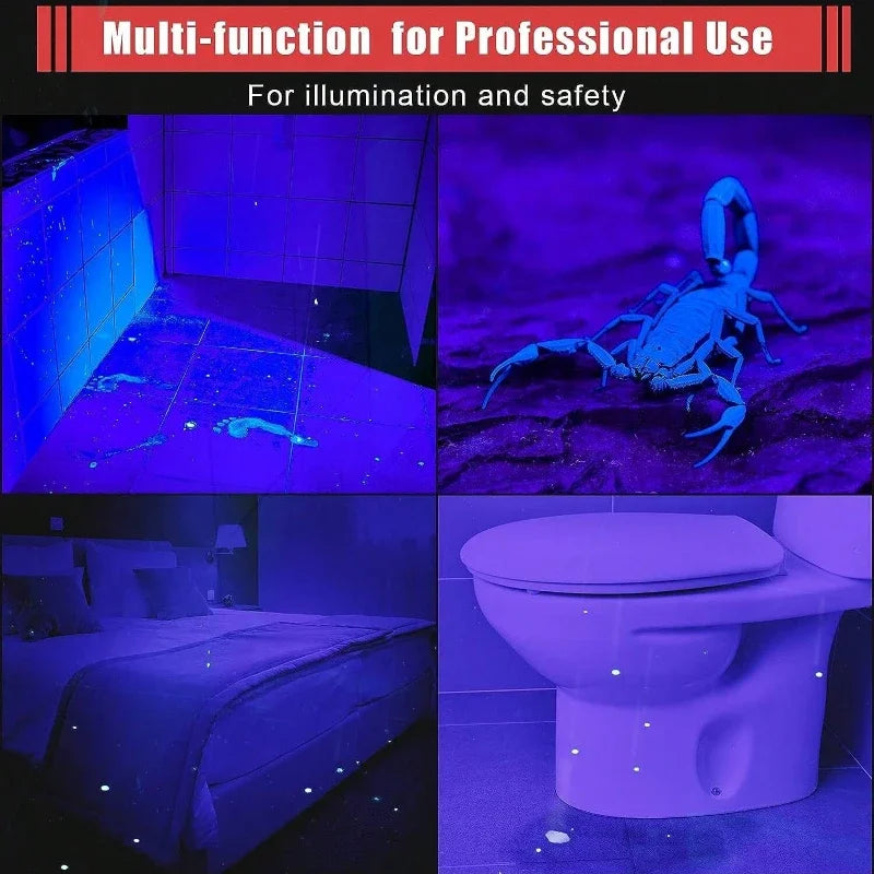 Linterna UV 395nm, antorcha ultravioleta con clip para bolígrafo, pilas AAA portátiles usadas, luz morada, detector de orina de mascotas y escorpiones, lámpara UV