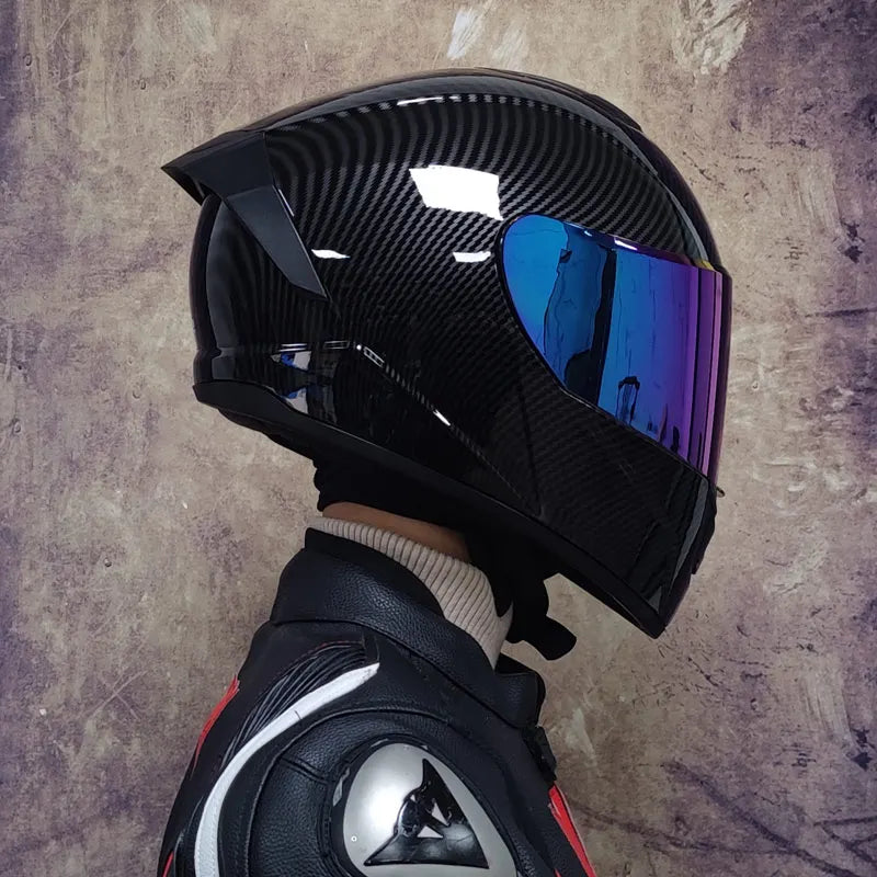 Casques moto pour hommes et femmes — double lentille, locomotive