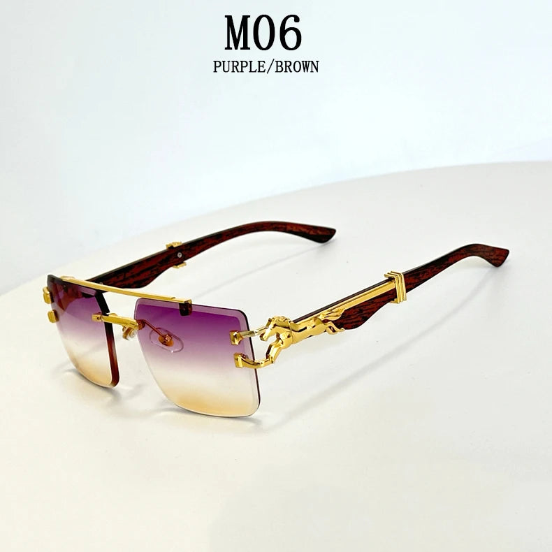 Lunettes de soleil carrées sans bords pour femmes et hommes — vintage, mode, 2024