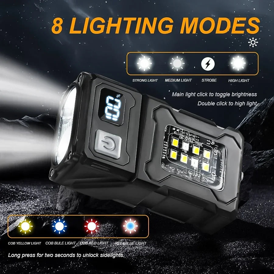 MINI lampe de poche LED Rechargeable par USB, lampe de poche Portable à aimant arrière, lanterne de Camping Super brillante, lumière de secours COB latérale