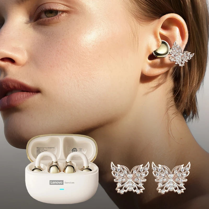 Auriculares Lenovo LE302 HIFI estéreo deportivos de clip abierto, Bluetooth 6.0 con cancelación de ruido y batería de larga duración